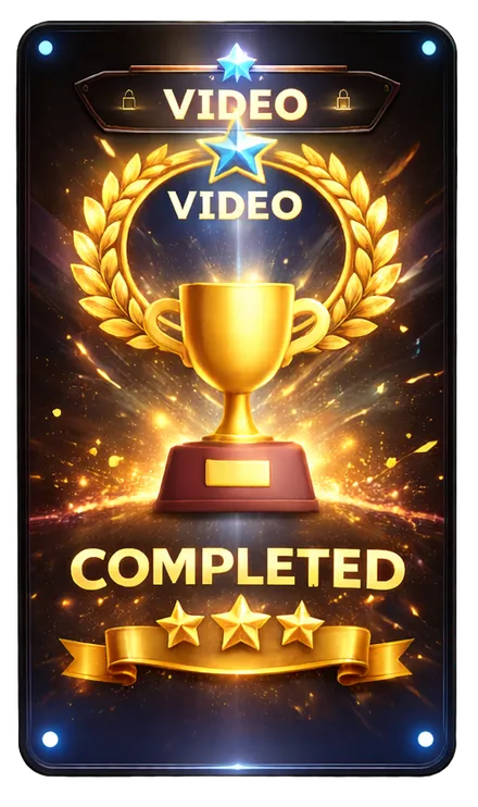 Lesson complete — XP earned Completed lesson card with XP earned — gamified massage school