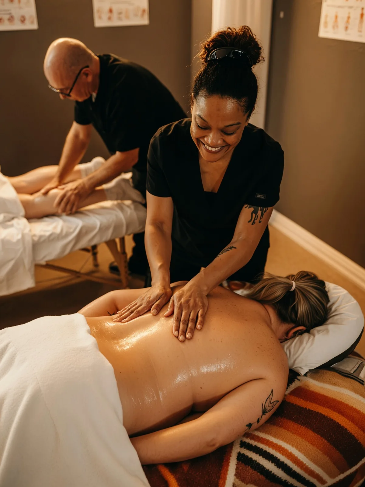 Smiling student in group massage class — Texas Massage Academy, Brownwood TX