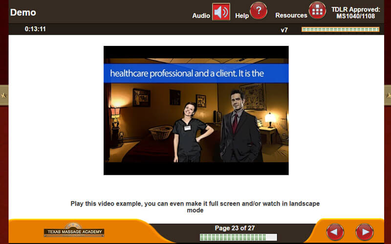 Online massage theory course slide — Business of massage