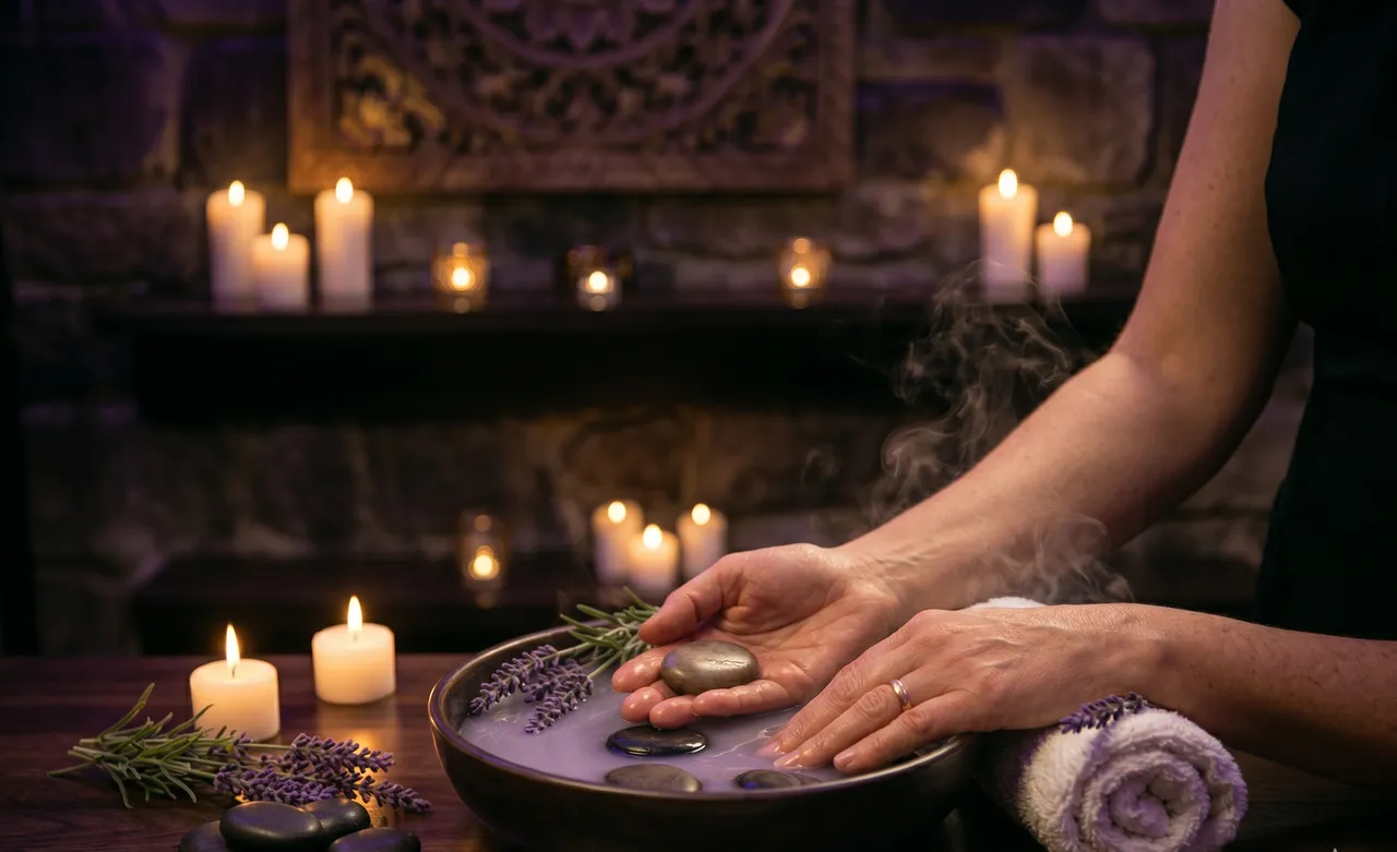 Warm paraffin and hot-stone hand and foot therapy at the Brownwood day spa