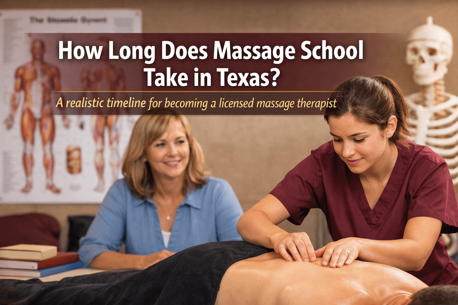 student training in texas massage therapy school classroom learning massage techniques
