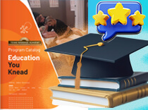 Massage school showing books and graduation in less than a year