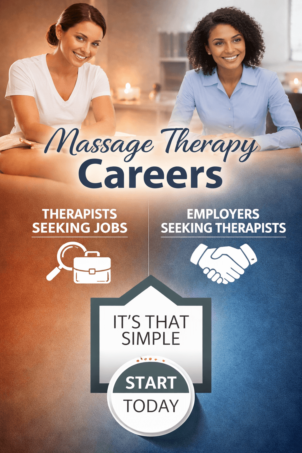 Massage therapy job board concept image for therapists looking for jobs and employers hiring licensed massage therapists